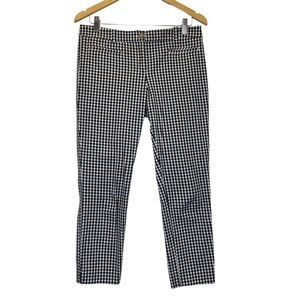 Ann Taylor Cotton Crop Pant In Gingham Women's 4 Black White Preppy Plaid